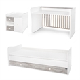 Bed MiniMAX NEW white+artwood Variant A /teen bed; study desk; cupboard/